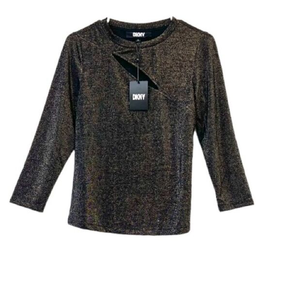 Dkny Tops - Dkny Metallic Gold Keyhole Top M New